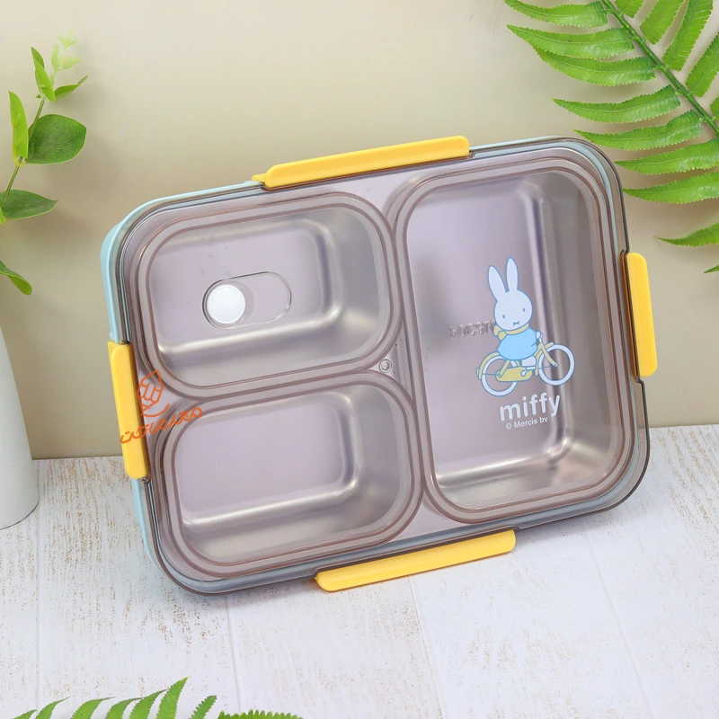 ظرف غذا 1000 میل 3 خانه داخل استیل طرح خرگوش کد 2355 MIFFY (4).jpg