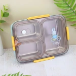 ظرف غذا 1000 میل 3 خانه داخل استیل طرح خرگوش کد 2355 MIFFY (4).jpg