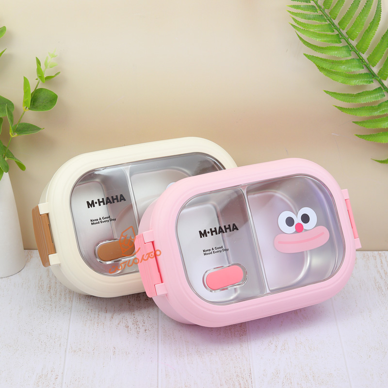 ظرف غذا 2 خانه داخل استیل طرح لبخند کد 6229