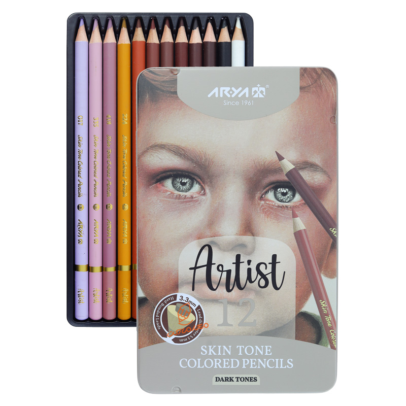 مداد رنگی 12 رنگ طیف پوست (مدل تیره) آرتیست آریا ARYA