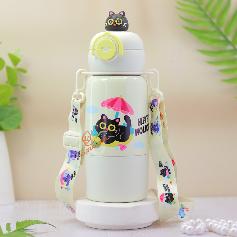 فلاسک 480 میل فانتزی طرح گربه بازیگوش H-298 (5).jpg