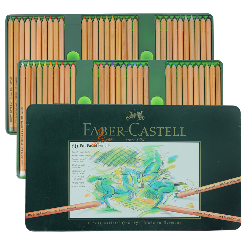 مداد پاستل 60 رنگ جعبه فلزی فابر کاستل FABERCASTELL