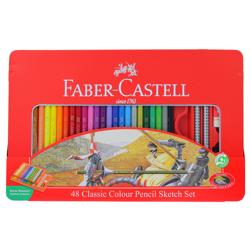 مداد رنگی 48 رنگ کلاسیک جعبه فلزی فابرکاستل FABERCASTELL