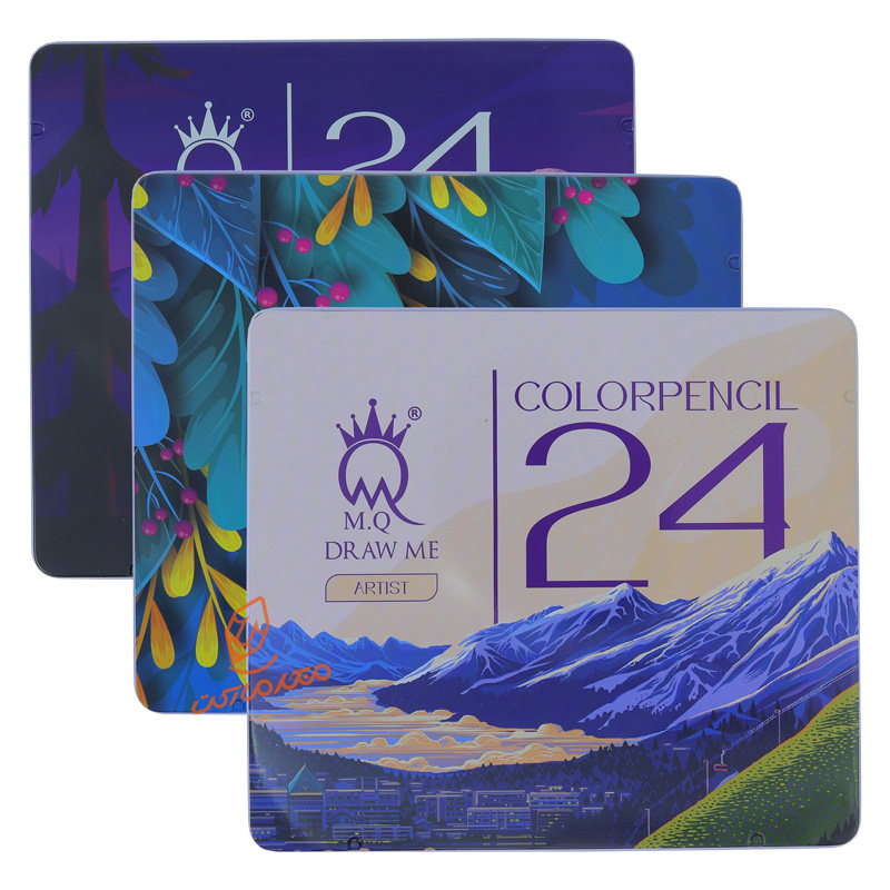 مداد رنگی 24 رنگ آرتیست جعبه فلزی طرح پرنده ام کیو MQ