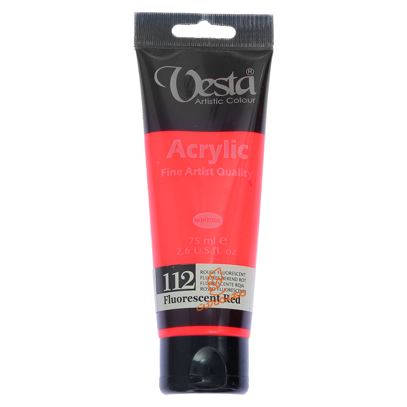رنگ اکریلیک 75 میل تک رنگ وستا VESTA - Fluorescent Red  112.jpg
