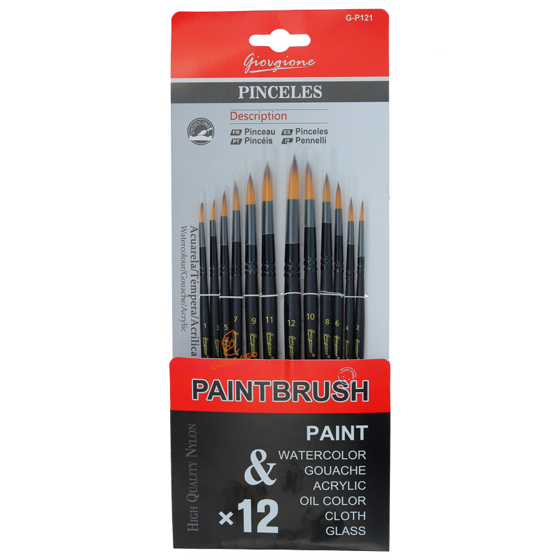 ست قلم مو سر گرد 12 عددی سری P-121 جورجیون GIORGIONE