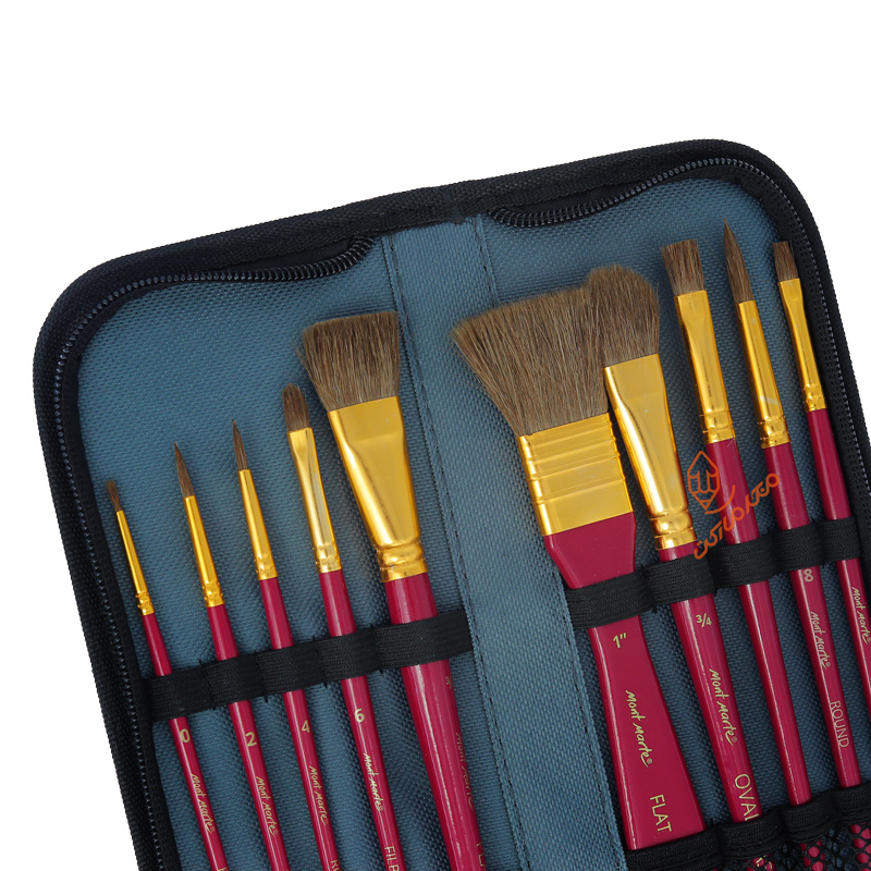 ست قلم مو میکس (مخصوص آبرنگ) 10 عددی به همراه کیف 0032 مونمارت MONTMART (7).jpg