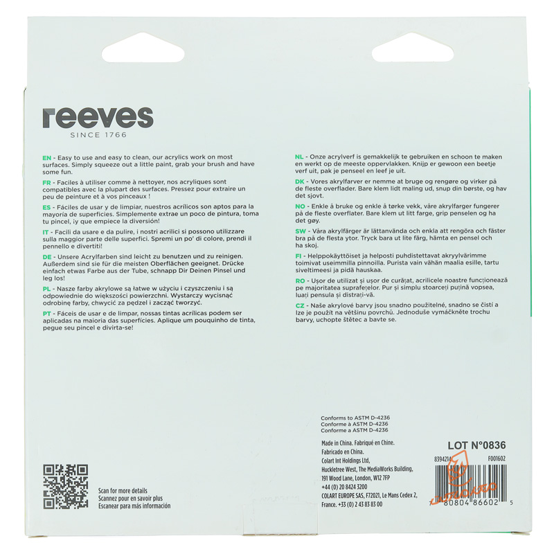 ست اکریلیک 18 رنگ 12 میل ریوز REEVES (1).jpg