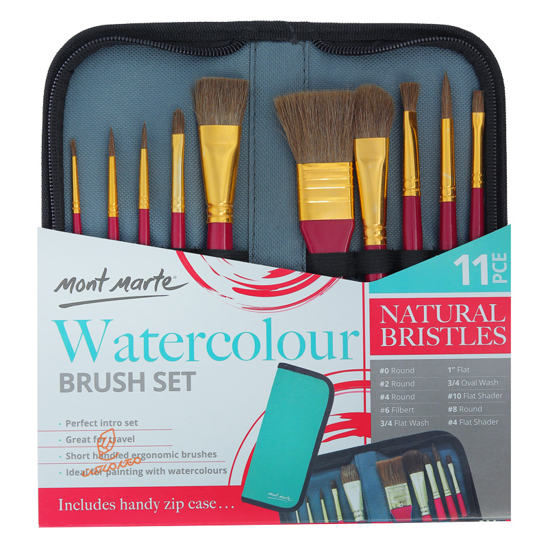 ست قلم مو میکس (مخصوص آبرنگ) 10 عددی به همراه کیف 0032 مونمارت MONTMART (2).jpg