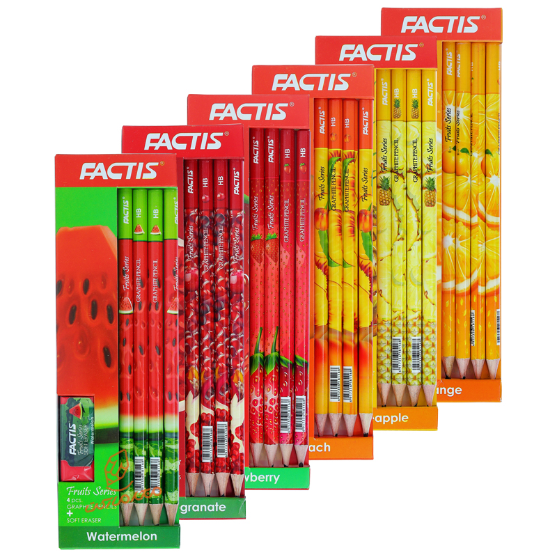 ست مداد مشکی و پاک کن طرح میوه  فکتیس FACTIS