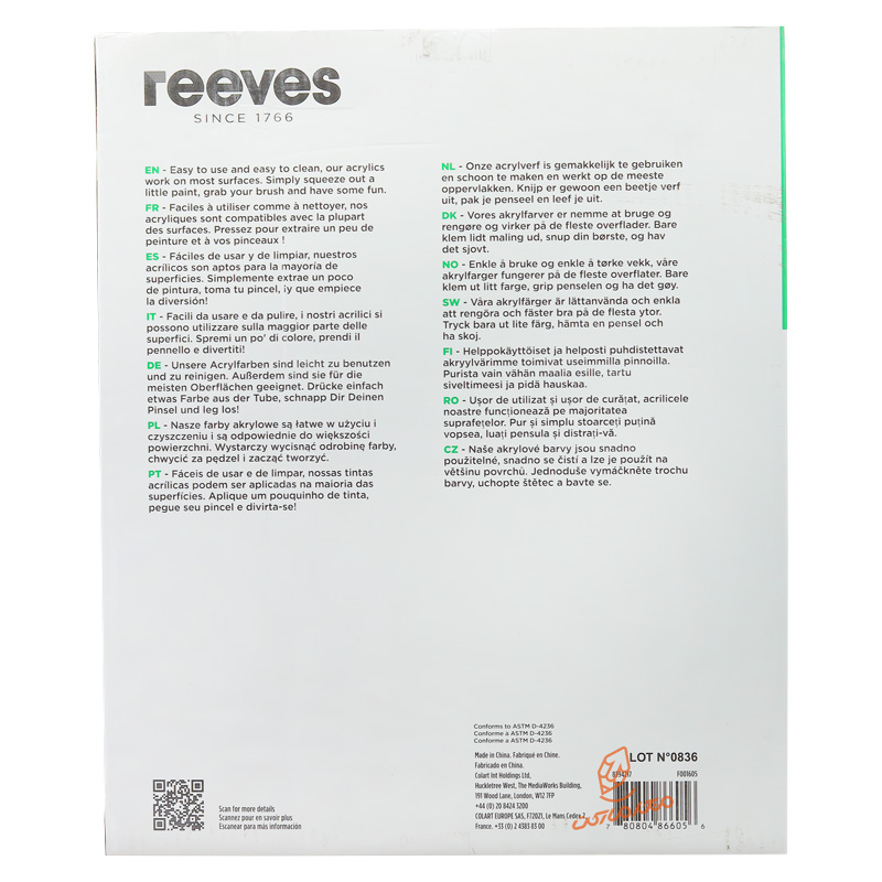 ست اکریلیک 10 رنگ 75 میل ریوز REEVES (2).jpg