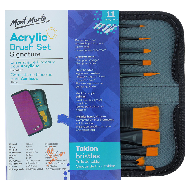 ست قلم مو میکس (مخصوص اکریلیک) 10 عددی به همراه کیف 0030 مونمارت MONTMART (2).jpg