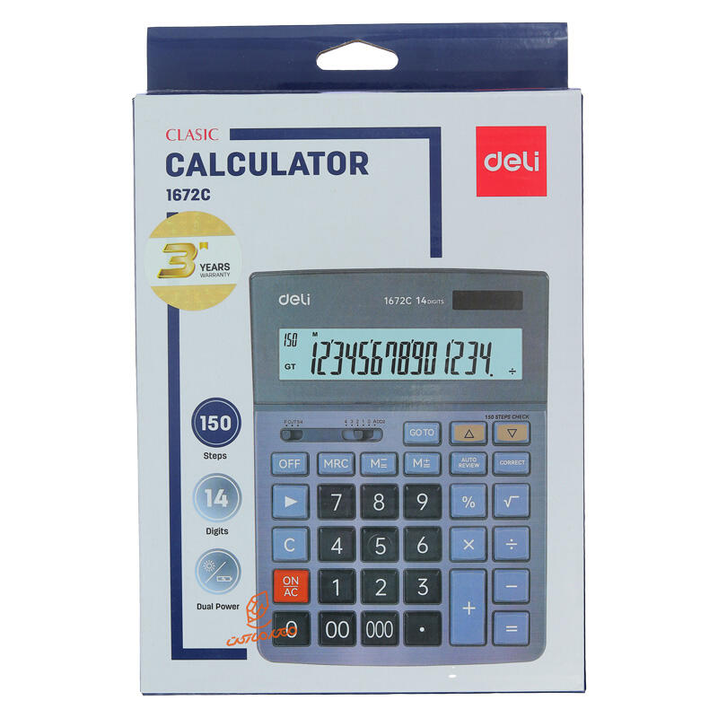 ماشین حساب رومیزی 14 رقم دلی مدل 1672C