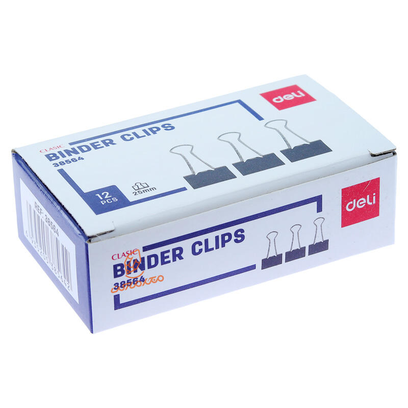 گیره دوبل 25 مشکی کد 38564 بسته 12 عددی دلی