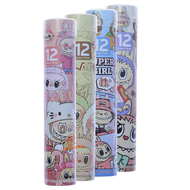 مداد رنگی 12 رنگ استوانه ای طرح لبوبو U-1205