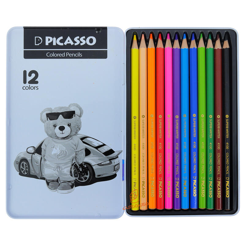 مداد رنگی 12 رنگ جعبه فلزی پیکاسو PICASSO (7).jpg