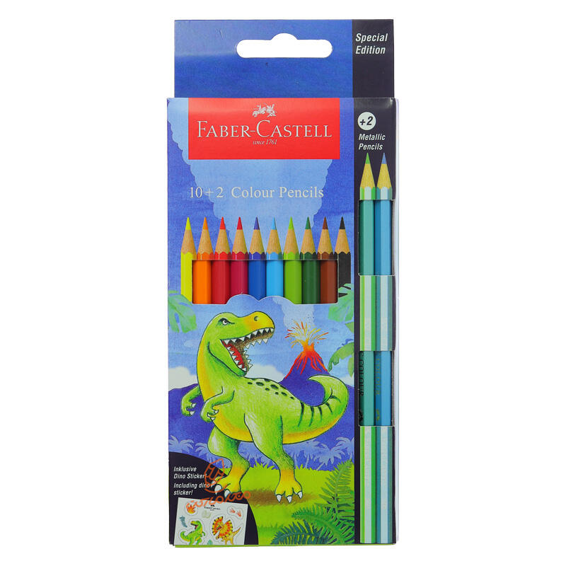 مداد رنگی 2+10 رنگ طرح دایناسور فابرکاستل FABERCASTELL (1).jpg