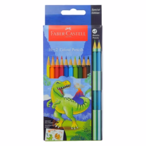 مداد رنگی 2+10 رنگ طرح دایناسور فابرکاستل FABERCASTELL