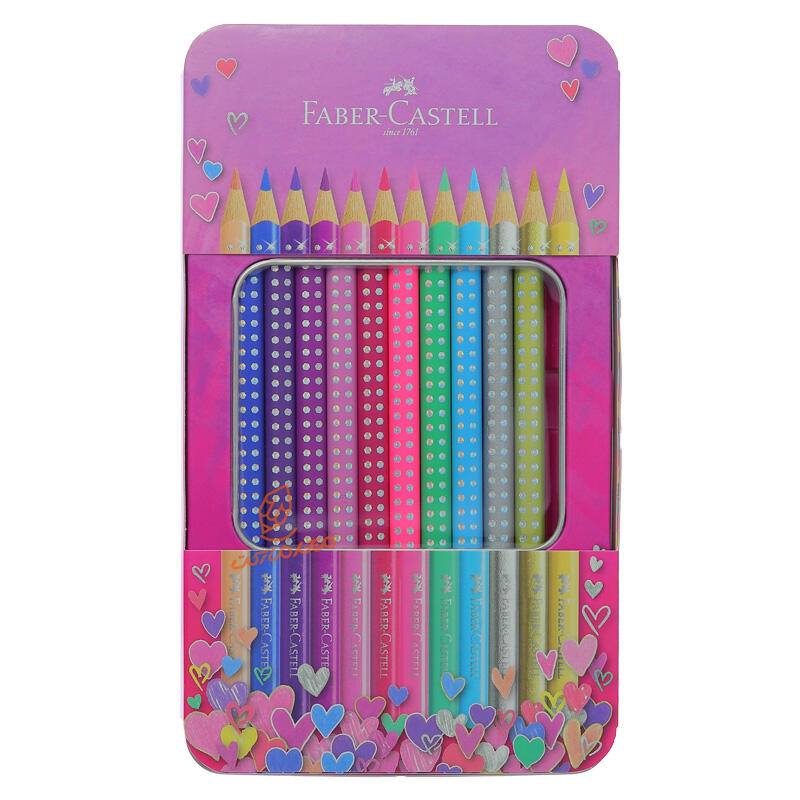 مداد رنگی 12 رنگی جعبه فلزی گریپ اسپارگل فابر کاستل FABERCASTELL (1).jpg