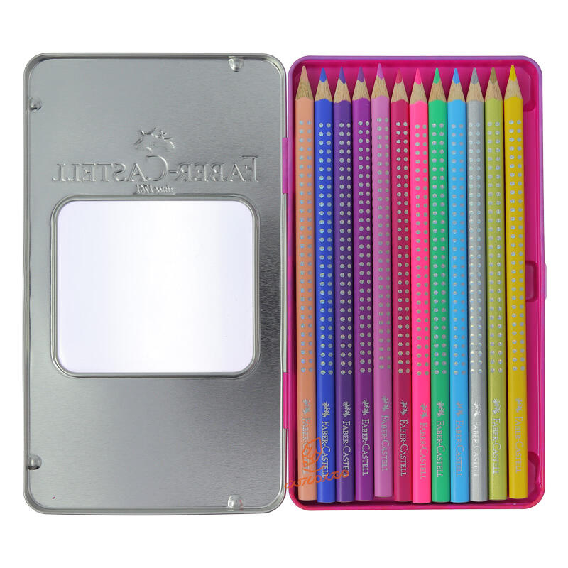 مداد رنگی 12 رنگی جعبه فلزی گریپ اسپارگل فابر کاستل FABERCASTELL (3).jpg