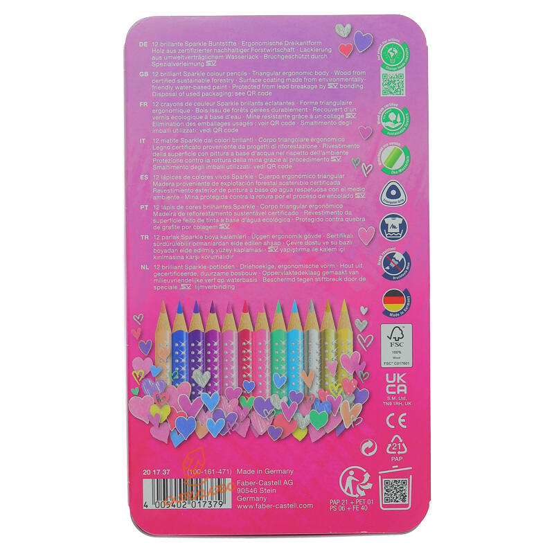 مداد رنگی 12 رنگی جعبه فلزی گریپ اسپارگل فابر کاستل FABERCASTELL (2).jpg