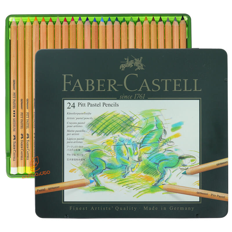 پاستل مدادی 24 رنگ جعبه فلزی فابر کاستل FABERCASTELL (1).jpg