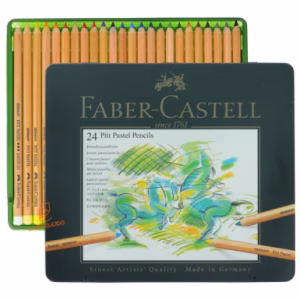 پاستل مدادی 24 رنگ جعبه فلزی فابر کاستل FABERCASTELL