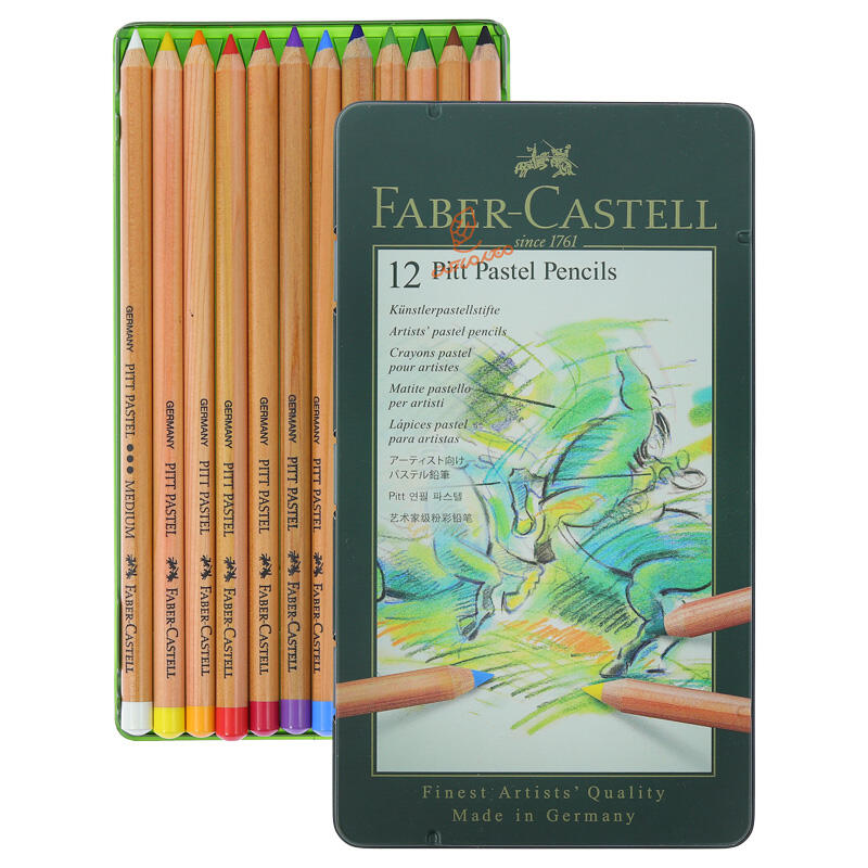 پاستل مدادی 12 رنگ جعبه فلزی فابر کاستل FABERCASTELL.jpg