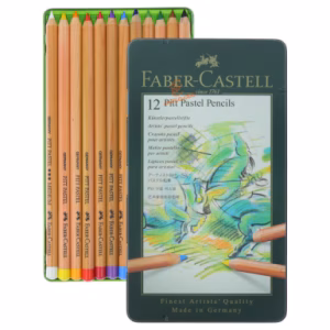 پاستل مدادی 12 رنگ جعبه فلزی فابر کاستل FABERCASTELL