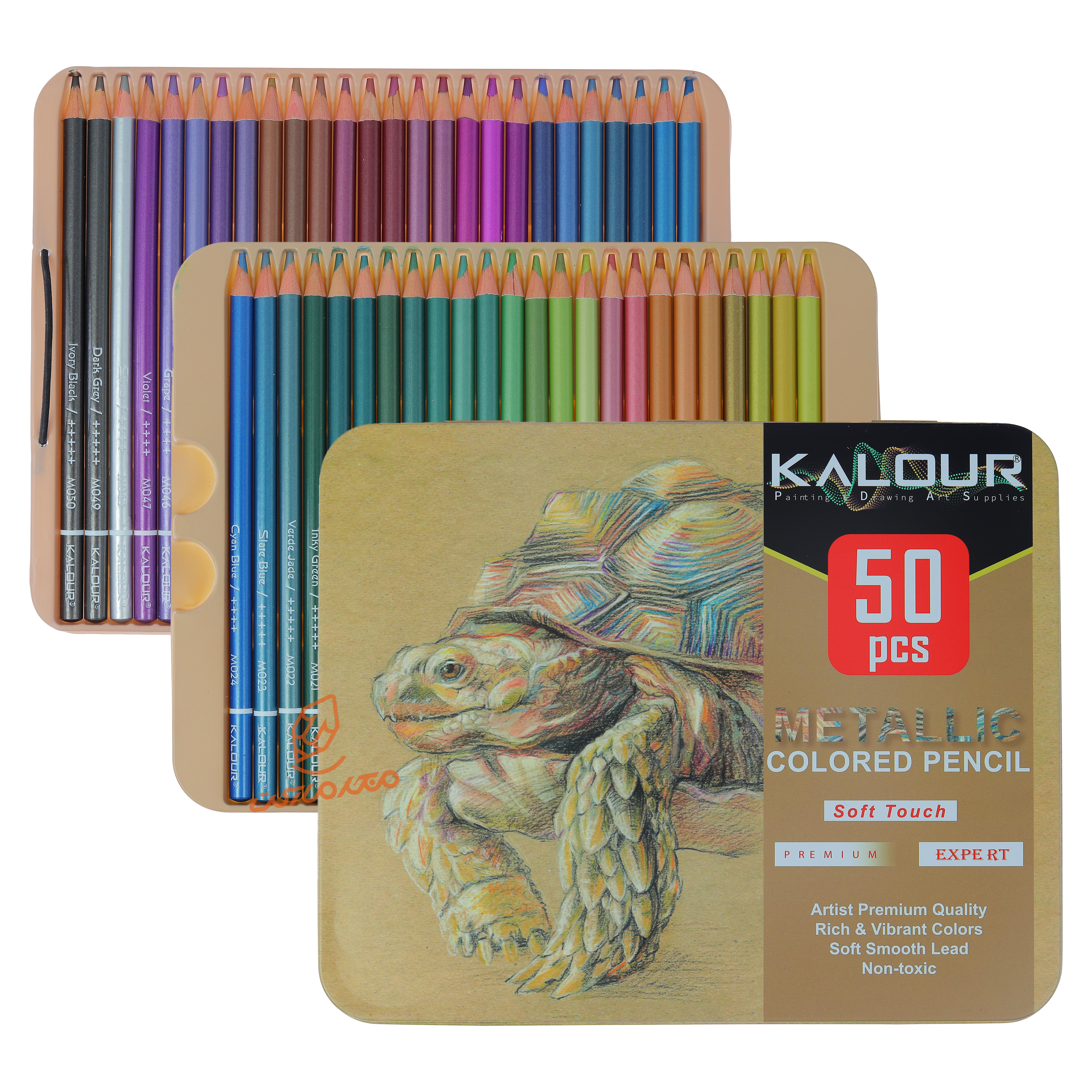 مداد رنگی 50 رنگ متالیک طرح لاک پشت کالور KALOUR (2).jpg