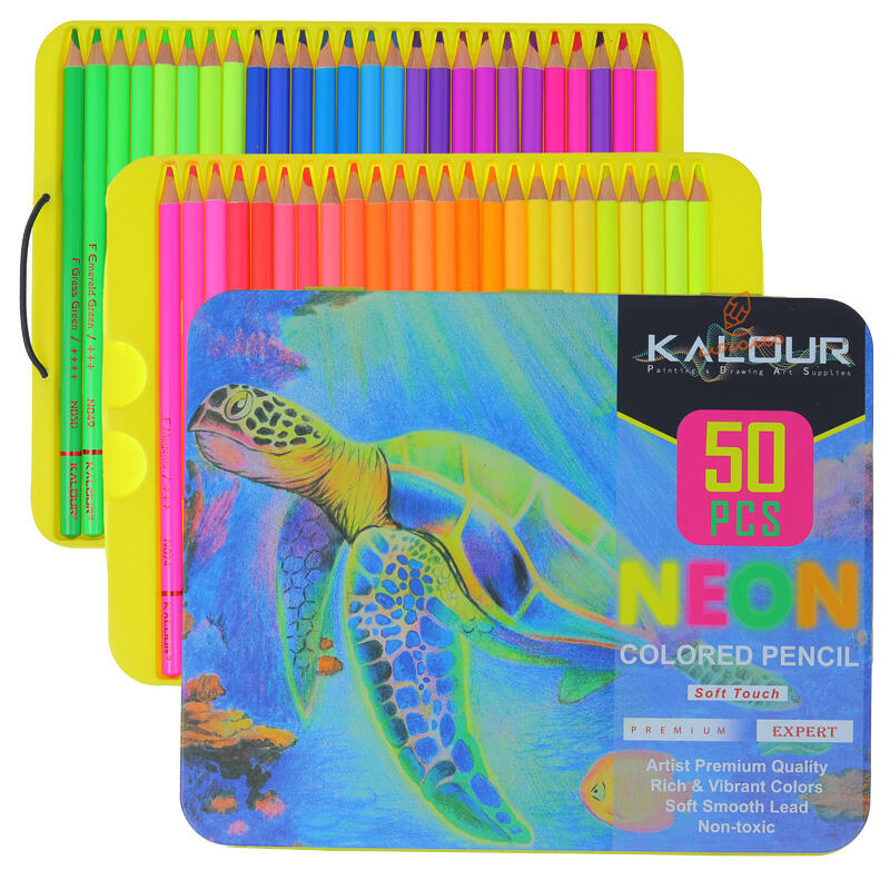 مداد رنگی 50 رنگ نئونی طرح لاک پشت کالور KALOUR (2).jpg