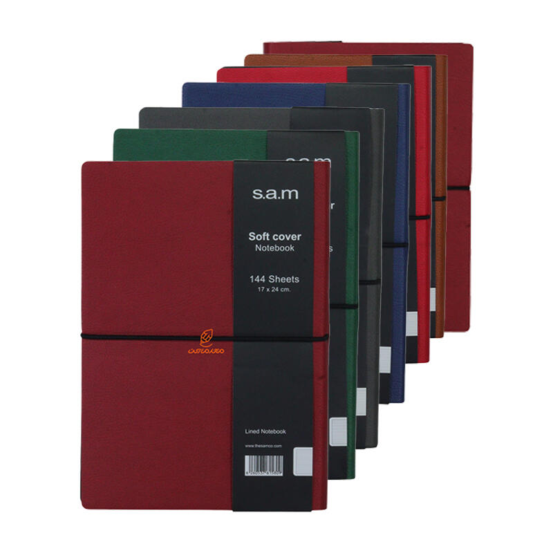 دفتر خط دار 144 برگ وزیری طرح چرم سم s.a.m