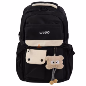 کوله پشتی 2 زیپ کد 9960-black مدل wooo