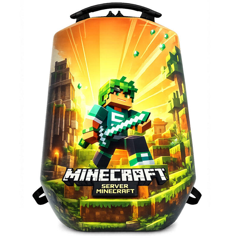 کوله پشتی مدرسه مدل MS1050 طرح ماینکرافت MINECRAFT YELLOW