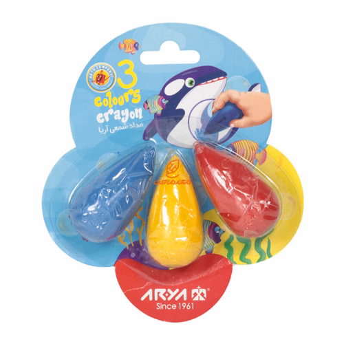  مداد شمعی کرایون 3 رنگ دوکی 2055 آریا ARYA (3).JPG