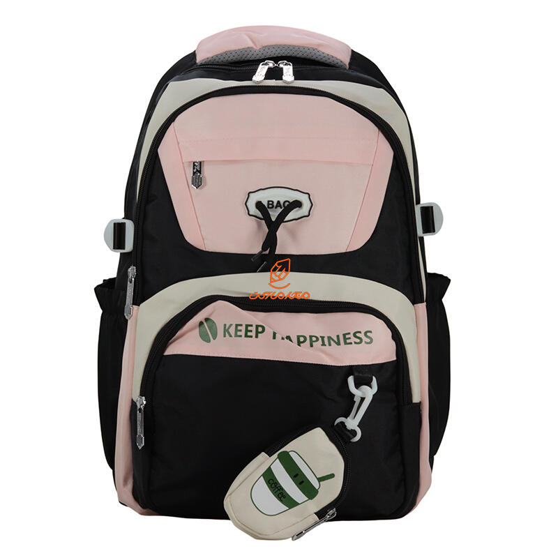 کوله پشتی تک زیپ کد 8919-BLK مدل KEEP HAPPINESS وفس VEFS
