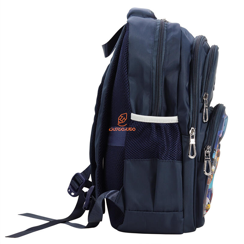 کوله پشتی 2 زیپ 3038-Navy blue مدل برجسته Minecraft وفس VEFS (2).jpg
