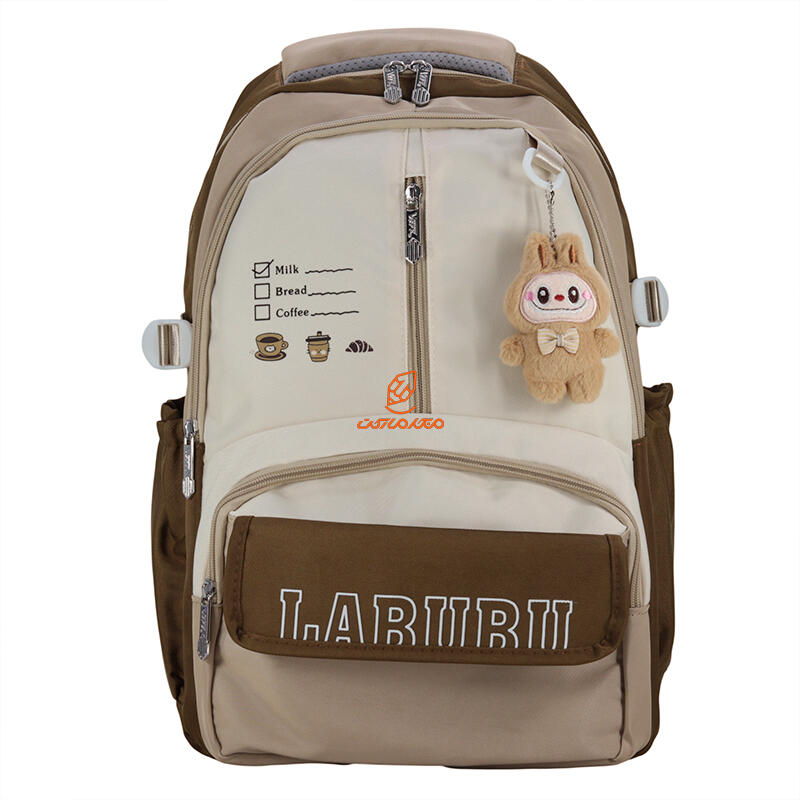 کوله پشتی 2 زیپ 6525-BROWN مدل LABUBU وفس VEFS