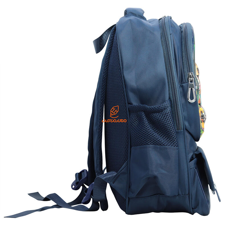 کوله پشتی 2 زیپ 3040-Navy blue مدل برجسته Minecraft وفس VEF (3).JPG