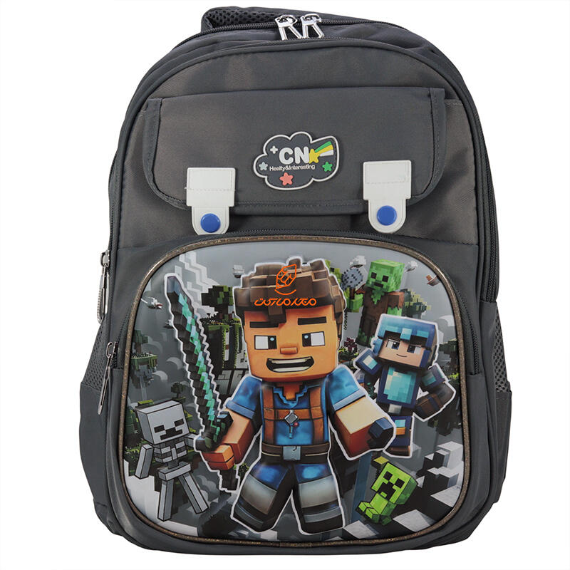 کوله پشتی 2 زیپ 3039-GRY مدل برجسته Minecraft وفس VEFS