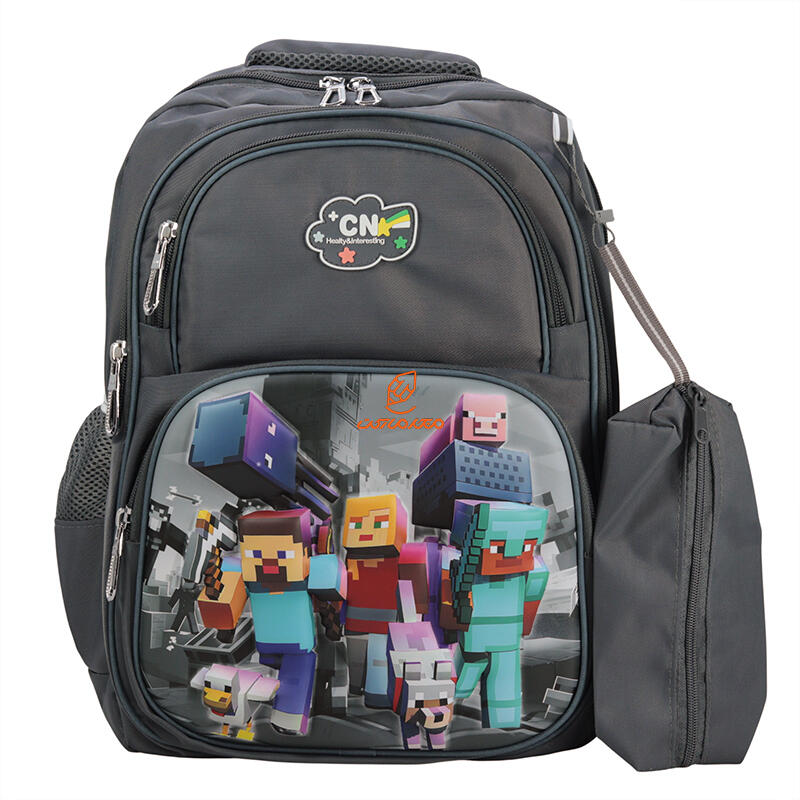 کوله پشتی 2 زیپ 3038-GRY مدل برجسته Minecraft وفس VEFS
