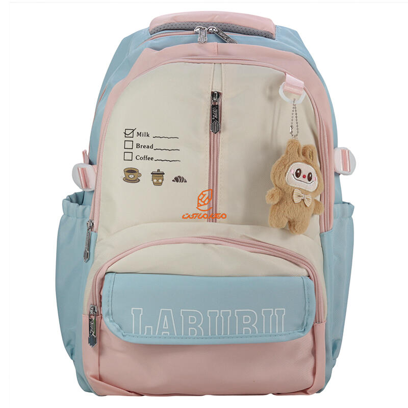 کوله پشتی 2 زیپ 6525-PINK مدل LABUBU وفس VEFS