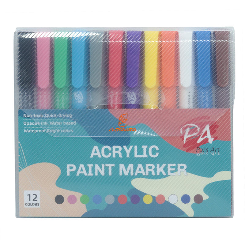ماژیک اکریلیک 12 رنگ تک سر براش 5047 پارس آرت PARS ART (1).JPG