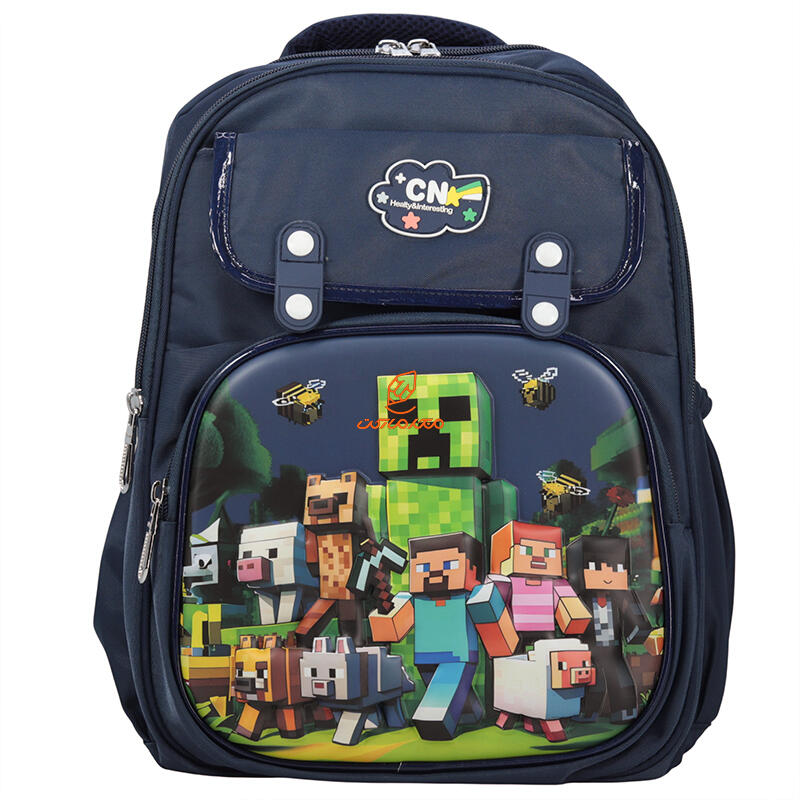 کوله پشتی 2 زیپ 3041-Navy blue مدل برجسته Minecraft وفس VEFS