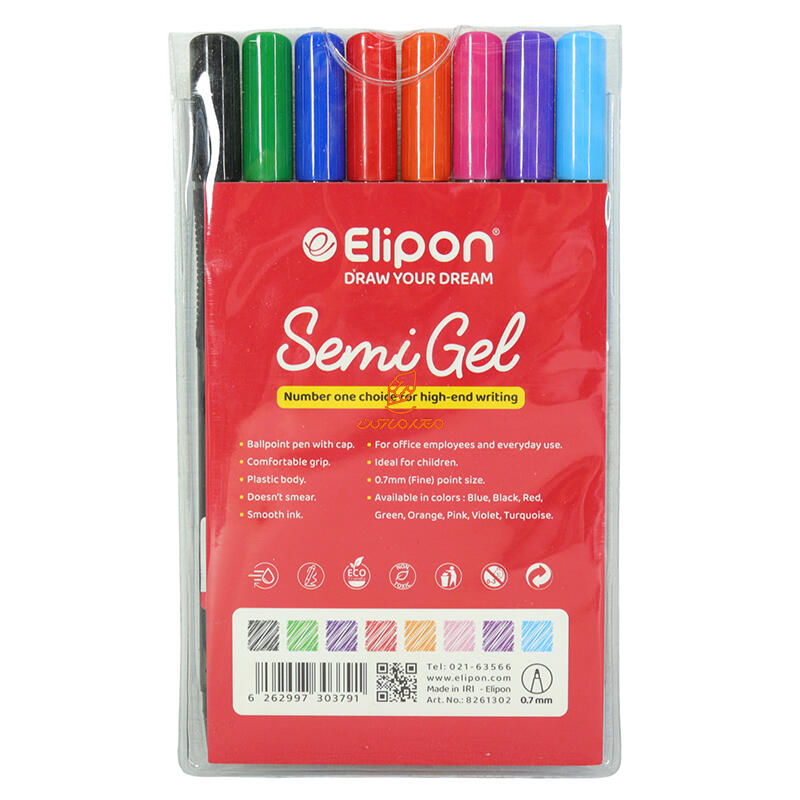 خودکار 8 رنگ 0.7 مدل Semi gel الیپون ELIPON (1).JPG