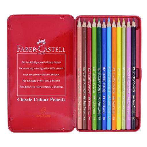 مداد رنگی 12 رنگ کلاسیک جعبه فلزی فابرکاستل Fabercastell