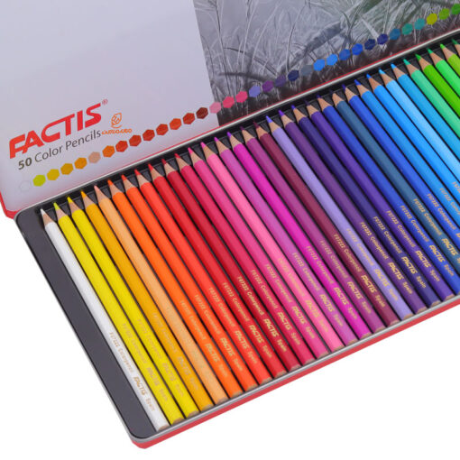 مداد رنگی 50 رنگ جعبه فلزی طرح بچه ببرها فکتیس Factis