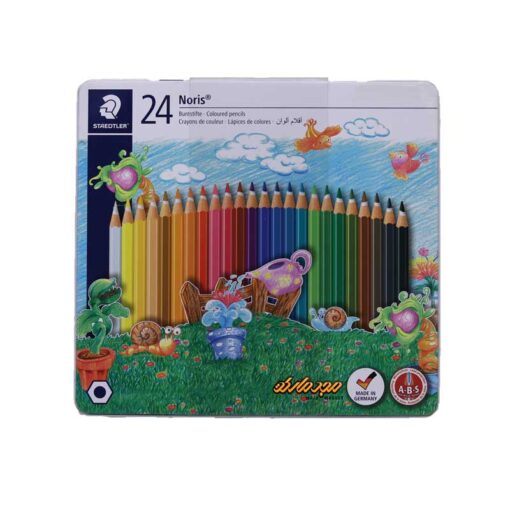 مداد رنگي 24 رنگ جعبه فلزي استدلر