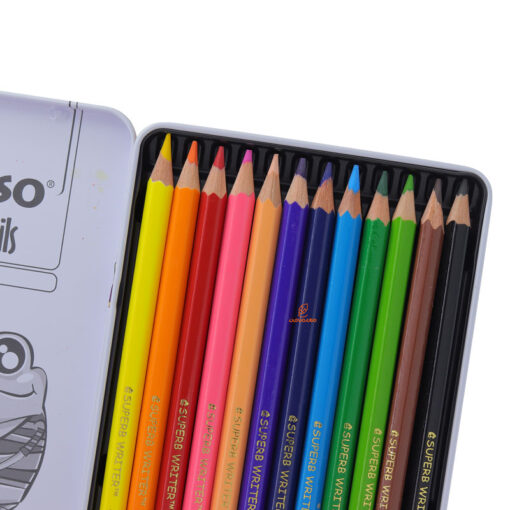 مداد رنگی 12 رنگ جعبه فلزی طرح پنگوئن پیکاسو Picasso