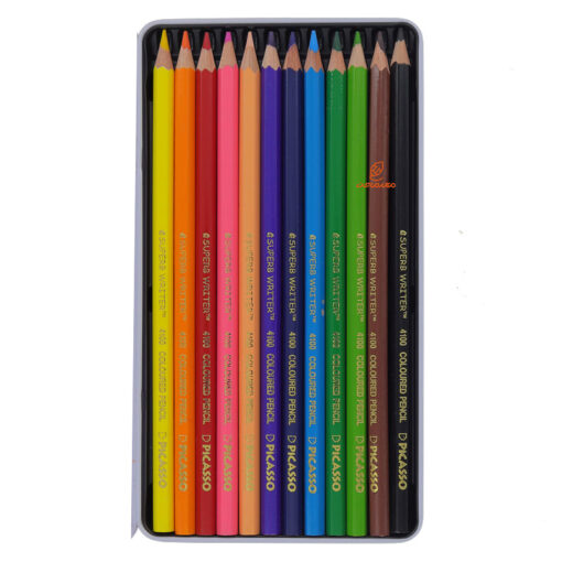 مداد رنگی 12 رنگ جعبه فلزی طرح غورباقه پیکاسو Picasso
